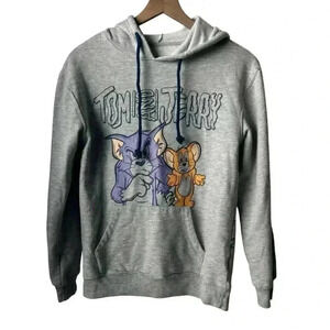 Tom and Jerry Gray Graphics Hoodie Sweatshirt | Size Small